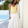 Balmy Nights Ribbed Top Lemon