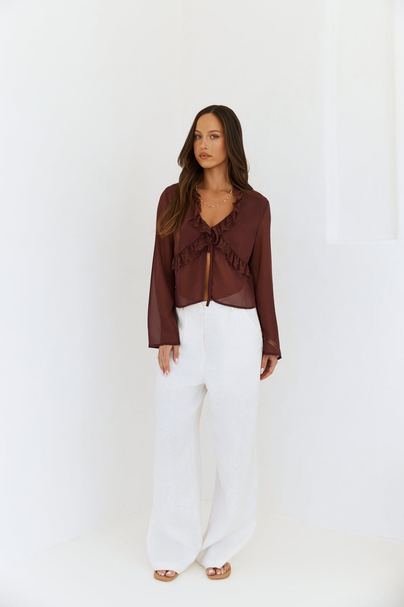 Stroke Of Luck Long Sleeve Top Brown