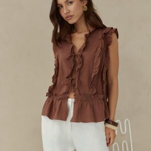 Bellano Vest Top Brown