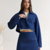 Coffee Dates Cropped Denim Jacket Blue